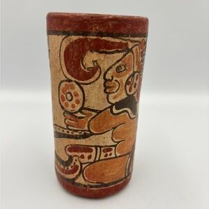 Mayan Cylinder Ceramic Vase,used by Maya civilization,the Period (250-900 AD).